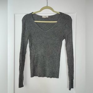 Hyped Unicorn - ribbed grey long sleeve v neck